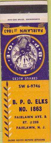 Matchbook Cover - Matchbook Cover Elks Club Fairlawn NJ