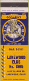 Matchbook Cover - Matchbook Cover Elks Club Lakewood CA