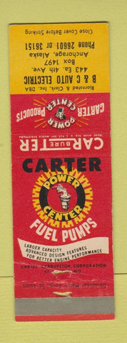 Matchbook Cover - Carter Fuel Pumps B&C Auto Electric Anchorage AK