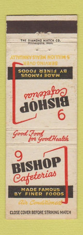 Matchbook Cover - Bishop Cafeterias Omaha Des Moines Peoria Rockford