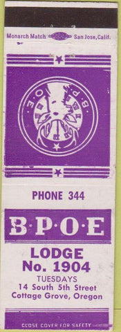 Matchbook Cover - Matchbook Cover Elks Club Cottage Grove OR