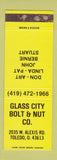 Matchbook Cover - Glass City Bold and Nut Toledo OH WEAR