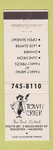 Matchbook Cover - Town Crier Wooster Hawkins OH
