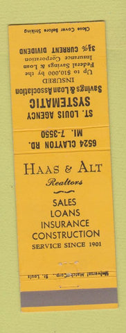 Matchbook Cover - Haas Alt Real Estate St Louis MO