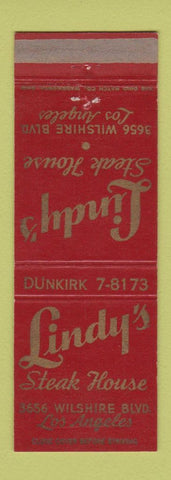 Matchbook Cover - Lindy's Steak House Los Angeles CA WEAR