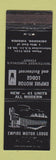 Matchbook Cover - Empire Motor Lodge Abingdon VA WORN