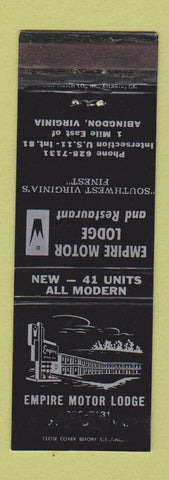 Matchbook Cover - Empire Motor Lodge Abingdon VA WORN
