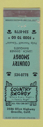 Matchbook Cover - Country Smorgy Oroville CA WEAR