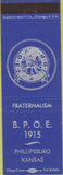 Matchbook Cover - Matchbook Cover Elks Club Phillipsburg KS