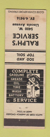 Matchbook Cover - Ralph's Service Sod turf WEAR