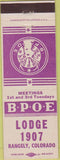 Matchbook Cover - Matchbook Cover Elks Club Rangley CO