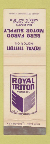 Matchbook Cover - Royal Triton Oil Berg Fargo Auto Parts Fargo ND