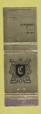 Matchbook Cover - Casa Cordova Restaurant Taos NM