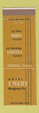 Matchbook Cover - Hotel Emery Bradford PA