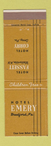 Matchbook Cover - Hotel Emery Bradford PA