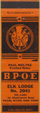 Matchbook Cover - Matchbook Cover Elks Club Pearl River NY