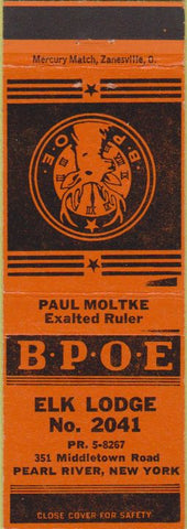 Matchbook Cover - Matchbook Cover Elks Club Pearl River NY