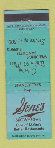 Matchbook Cover - Gene's Skowhegan ME restaurant WEAR