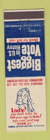 Matchbook Cover - American Heritage Foundation  Get Out the Vote