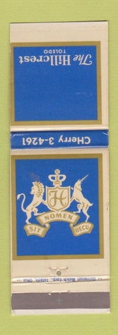 Matchbook Cover - The Hillcrest Toledo OH