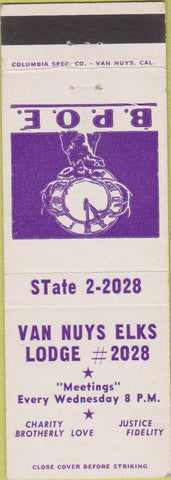 Matchbook Cover - Matchbook Cover Elks Club Van Nuys CA