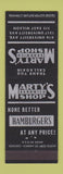 Matchbook Cover - Marty's Sandwich Shop  hamburgers