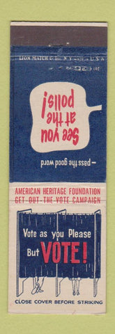 Matchbook Cover - American Heritage Foundation  Get Out the Vote