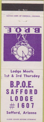 Matchbook Cover - Matchbook Cover Elks Club Safford AZ