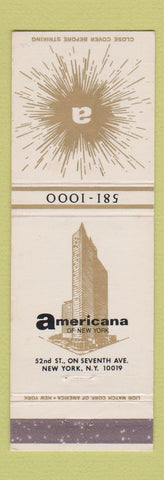 Matchbook Cover - Americana Hotel New York City