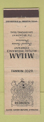 Matchbook Cover - Milam Insurance San Antonio TX WEAR