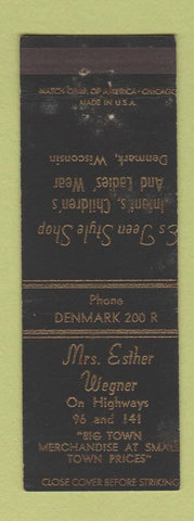 Matchbook Cover - Mrs Esther Wagner Women's Clothes Denmark WI