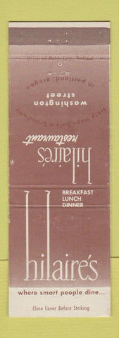 Matchbook Cover - Hilaire's Restaurant Portland OR WEAR