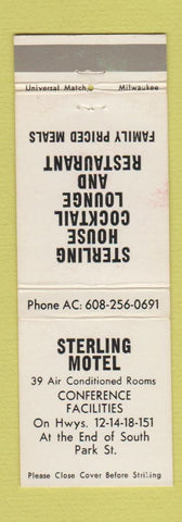Matchbook Cover - Sterling Motel Wisconsin Dells? WI