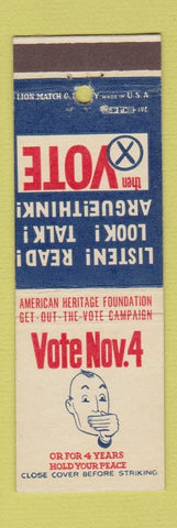 Matchbook Cover - American Heritage Foundation  Get Out the Vote