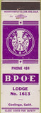 Matchbook Cover - Matchbook Cover Elks Club Coalinga CA