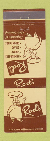 Matchbook Cover - Rod's Hamburgers Alhambra Montebello Arcadia Orange CA
