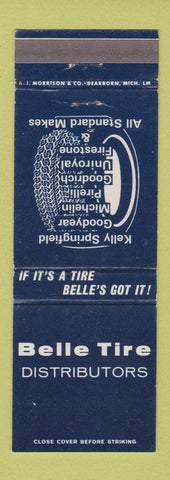 Matchbook Cover Belle Tires Michelin Pirelli Goodyear Detroit Troy Roseville MI