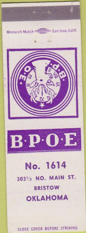 Matchbook Cover - Matchbook Cover Elks Club Bristow OK