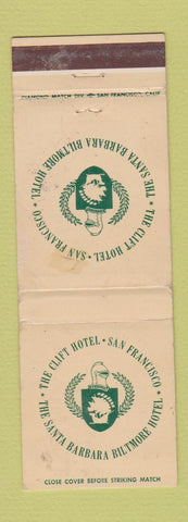 Matchbook Cover - Clift Hotel San Francisco Santa Barbara CA Biltmore WORN