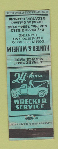 Matchbook Cover - Hunter & Wilhelm Auto Repair Decatur IL WEAR