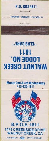Matchbook Cover - Matchbook Cover Elks Club Walnut Creek CA