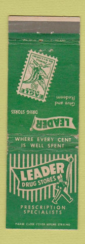 Matchbook Cover - Leader Drug Stores WORN