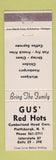 Matchbook Cover - Gus' Red Hots Hot Dogs Plattsburgh NY