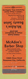 Matchbook Cover - McAdon's Beauty Salon Barber Panorama City CA WEAR