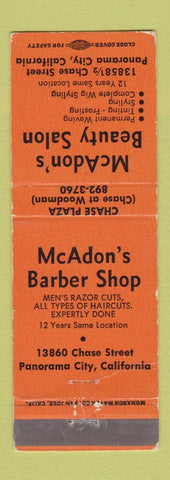 Matchbook Cover - McAdon's Beauty Salon Barber Panorama City CA WEAR