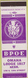 Matchbook Cover - Matchbook Cover Elks Club Omaha NE