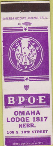 Matchbook Cover - Matchbook Cover Elks Club Omaha NE