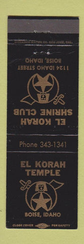 Matchbook Cover - El Korah Temple Shriners Bosie ID WEAR