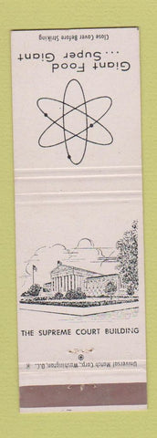 Matchbook Cover - Giant Food Grocery Supreme Court Building Washington DC