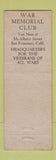 Matchbook Cover - War Memorial Club San Francisco CA WORN